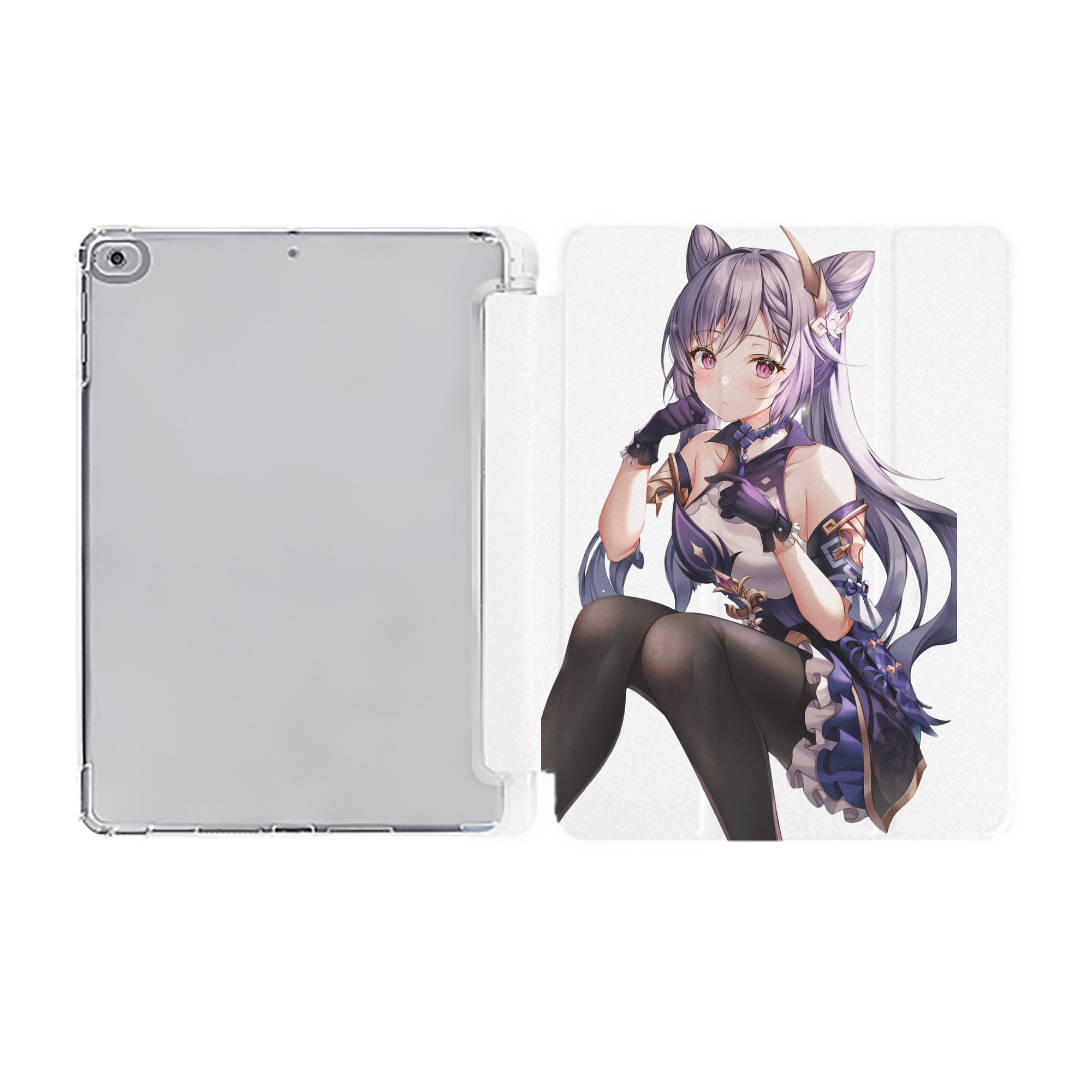 げんし神 刻晴 こくせい genshin Kokusei IPad ケース ペン収納付き 三つ折りスタンド PUレザー×シリコン 対応機種9.5/10.5/10.9インチ